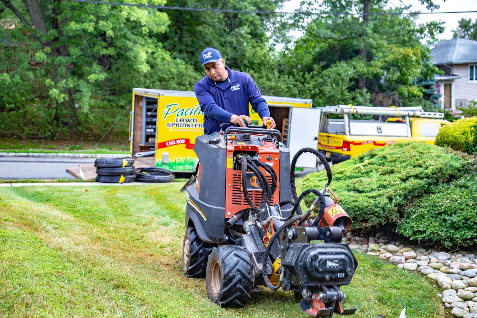 Pacific Lawn Sprinklers technician installing a sprinkler system