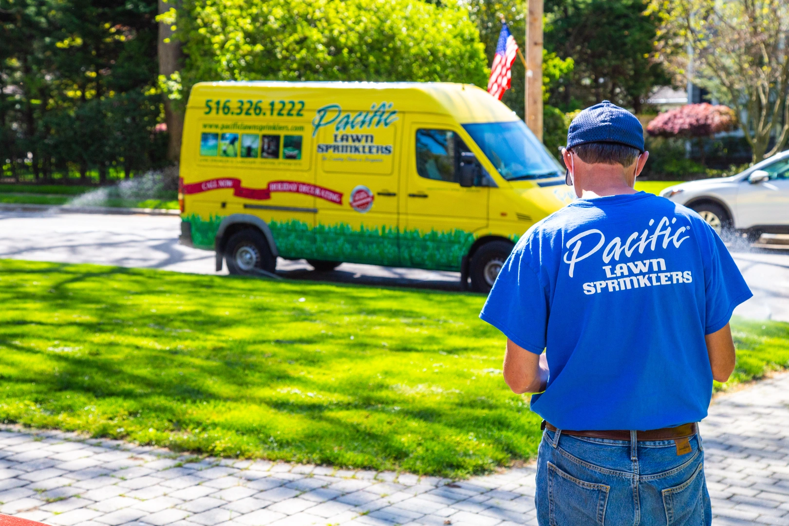 Pacific Lawn Sprinklers technician at work