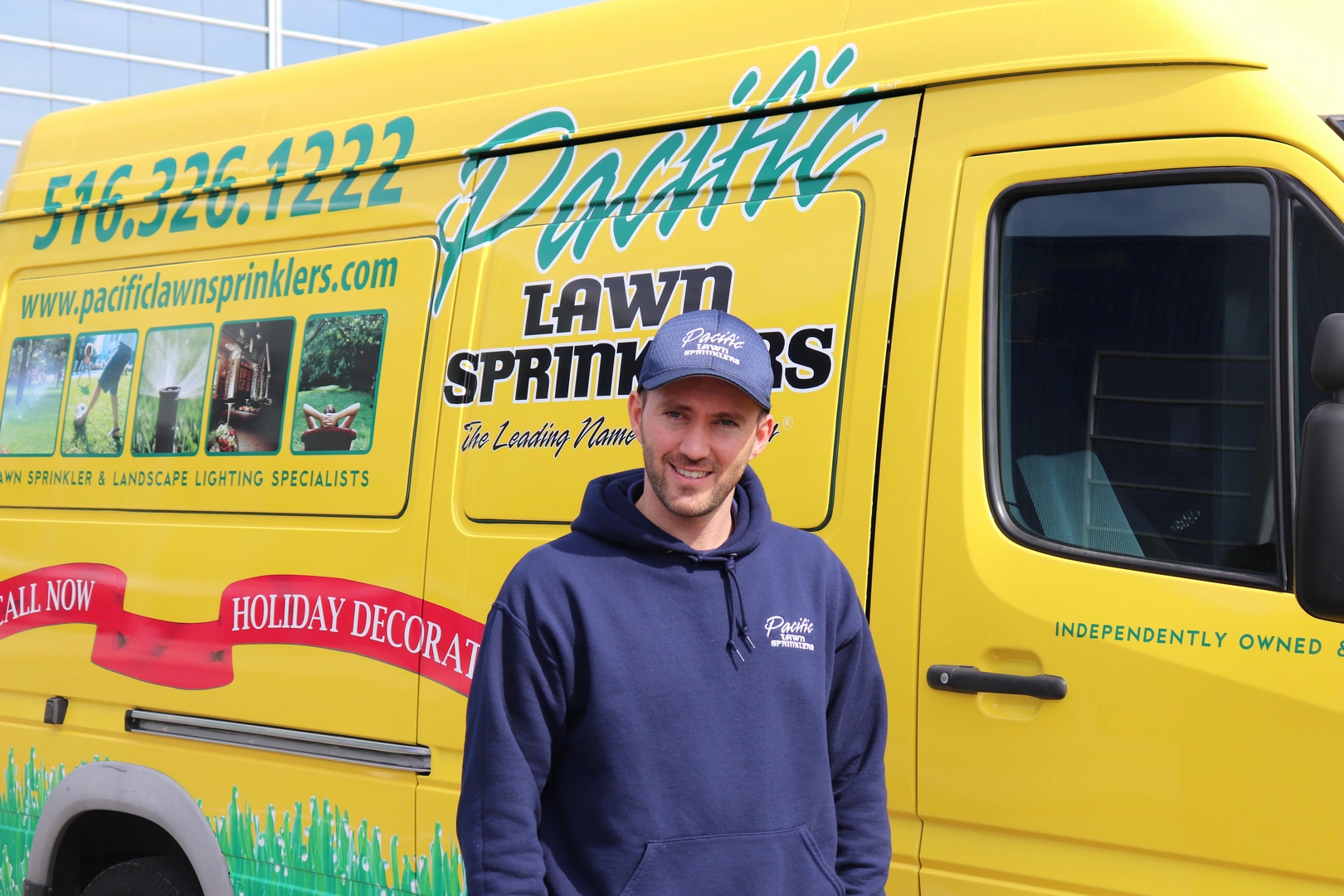 Pacific Lawn Sprinklers technician on a service visit