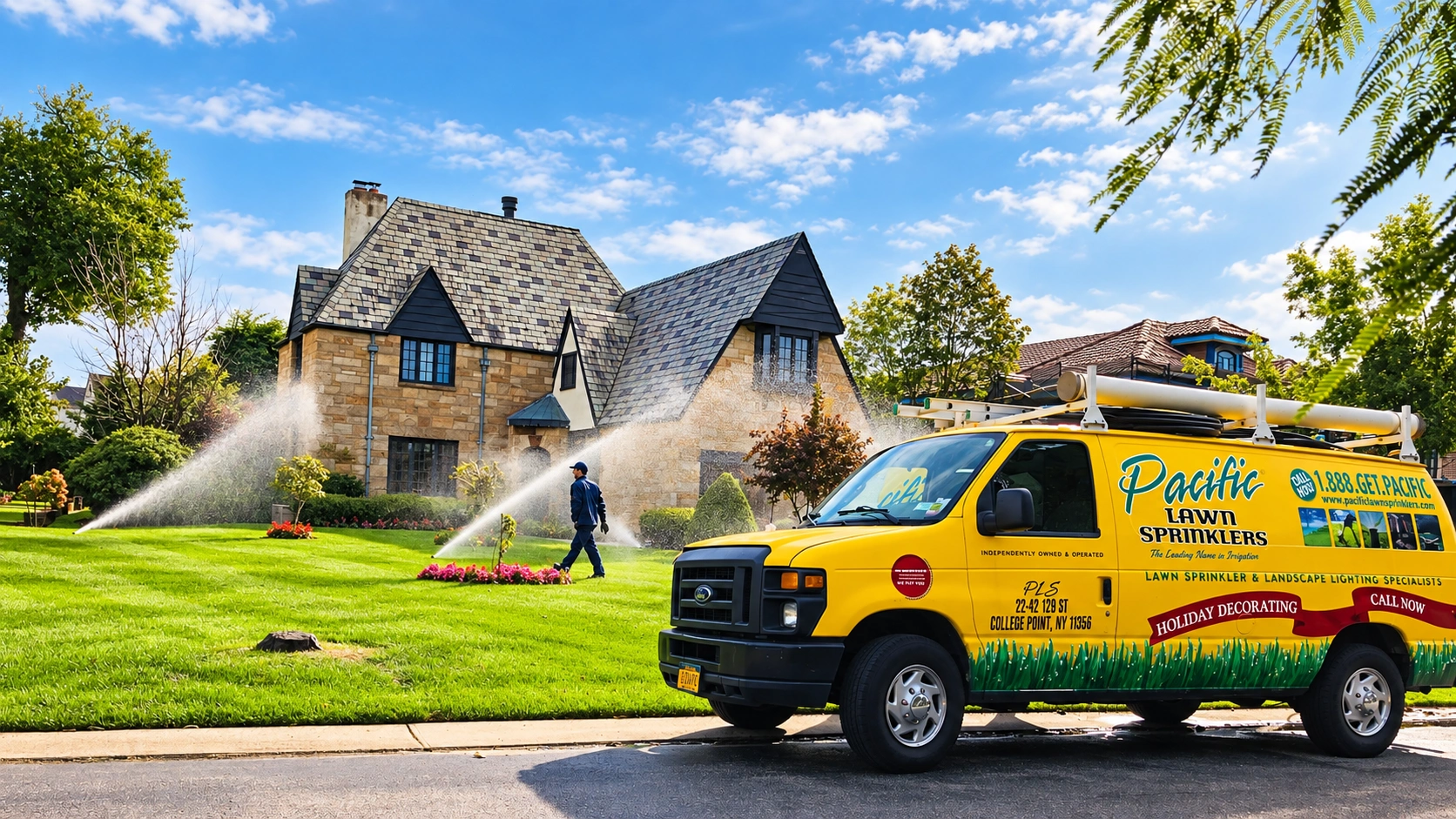 Pacific Lawn Sprinklers technician at work